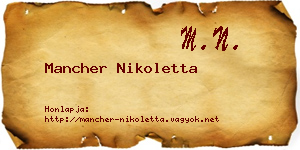 Mancher Nikoletta névjegykártya